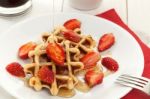 Waffle Dessert With Honey Stock Photo