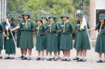 Student 11-12 Years Old, Scout Assembly, Teepangkorn Scout Camp In Samut Sakhon Thailand Stock Photo