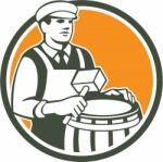 Cooper Barrel Maker Drum Retro Circle Stock Photo