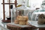 Bakery Displayed In Glass Bell Stock Photo