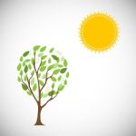 Sun And Tree.  Illustration Stock Photo