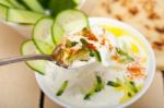 Arab Middle East Goat Yogurt And Cucumber Salad Stock Photo