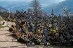 Cemetery Of The Parish Church In Villanders Stock Photo