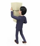 Businessman Carrying Boxes Indicates Trade Product And Packet Stock Photo