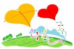 Heart Shaped Kites Stock Photo