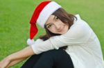 Beautiful Young Santa Clause Woman Stock Photo