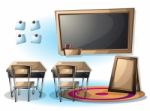 Cartoon  Illustration Interior Classroom With Separated Layers Stock Photo