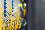 Fiber Optic With Servers In A Technology Data Center Stock Photo