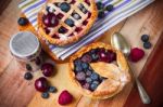 Decorated Homemade Shortcrust Pastry Berry Pies Stock Photo