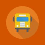 Education Flat Icon. School Bus Stock Photo