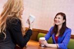 Two Young Pretty Caucasian Girls Stock Photo