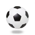 Soccer Football Floating On White Stock Photo