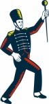 Drum Major Marching Band Leader Woodcut Stock Photo