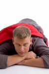 Man Resting In Sleeping Bag Stock Photo