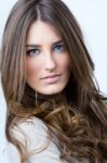 Studio Portrait Of Beautiful Young Woman Stock Photo