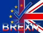 Brexit Tick Shows British Yes And Kingdom Stock Photo