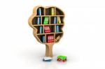 Tree Of Knowledge. Bookshelf On White Background Stock Photo