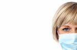 Lady Nurse With Face Mask Stock Photo