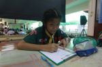 Activity Of Teaching Elementary Students. Elementary Students Are Test Lesson. The Students Intend Exam Stock Photo