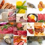 High Protein Food Collection Collage Stock Photo