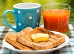 Outdoor Breakfast Toast Showing Meal Time And Breaks Stock Photo