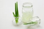 Aloe Vera Gel  On White Background Stock Photo