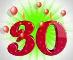 Number Thirty Party Mean Red Cake Candles Or Birthday Candles Stock Photo