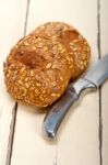 Organic Bread Over Rustic Table Stock Photo