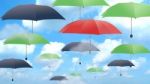 Flying Umbrellas Stock Photo