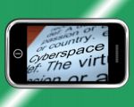 Cyberspace words On Mobile Stock Photo