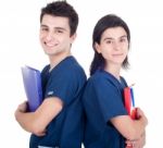 Doctors Team Holding Folders Stock Photo