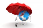 Umbrella Protect Earth Stock Photo