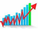 Increasing Graph Shows Financial Report And Advance Stock Photo