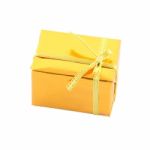 Golden Gift Box And Ribbon On White Background Stock Photo