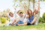 Potrait Of Family Waving Hands Stock Photo