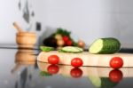 Chopping Food Ingredients Stock Photo