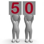 Fifty Banners Mean Anniversary Or Birthday Stock Photo