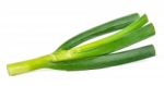 Green Japanese Onion Isolated On White Background Stock Photo