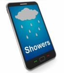 Showers On Mobile Means Rain Rainy Weather Stock Photo