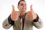 Mature Man Showing Thumbs Up Stock Photo