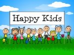 Happy Kids Banner Represents Jubilant Happiness And Child Stock Photo