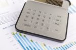 Business Analysis - Accounting Report With Calculator Stock Photo