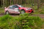 P. O' Connell Driving Mitsubishi Evo Stock Photo