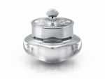 Single Silver Deluxe Cosmetic Jar On White Background Stock Photo