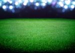 Soccer Field And The Bright Lights Stock Photo