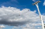 View Of The London Cable Car Over The River Thames Stock Photo