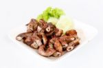 Grilled Pork Chitterlings Stock Photo