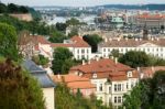 View From The Castle Entrance Towards Prague Stock Photo