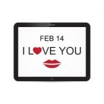  I Love You And Mouth Tablet With Heart Design Stock Photo