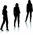 Silhouette Girls Stock Photo